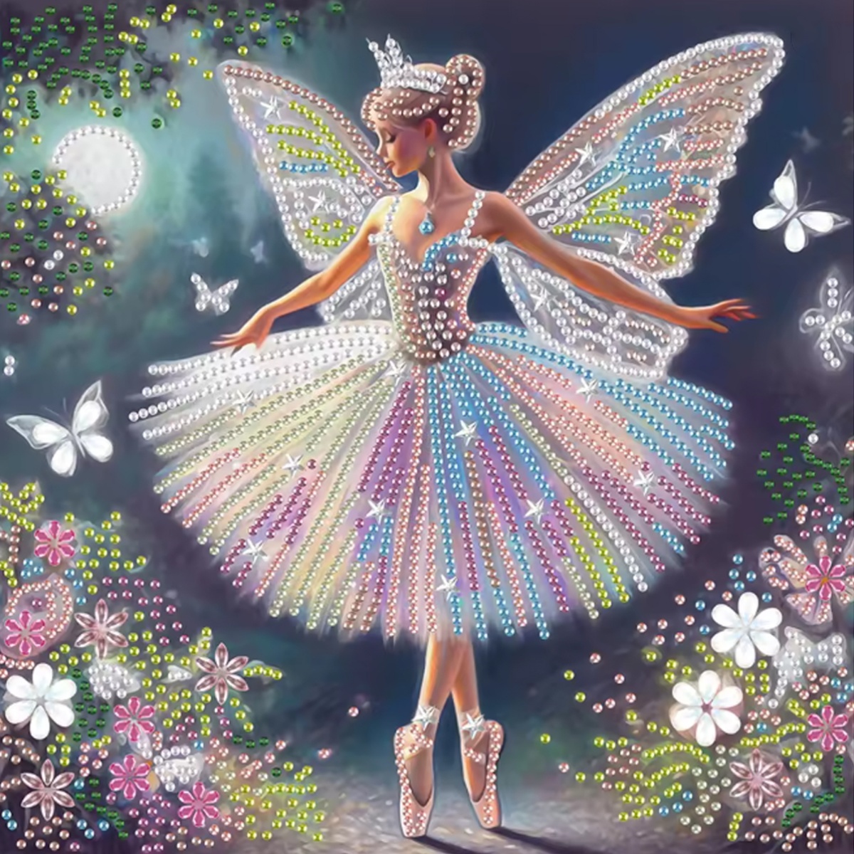 Embroidery Embellishments - ชุดลายผีเสื้อแฟนตาซี รูปทรงพิเศษ พร้อมคริสตัลเพชรปักบางส่วน งานปักเพชร 5 มิติ