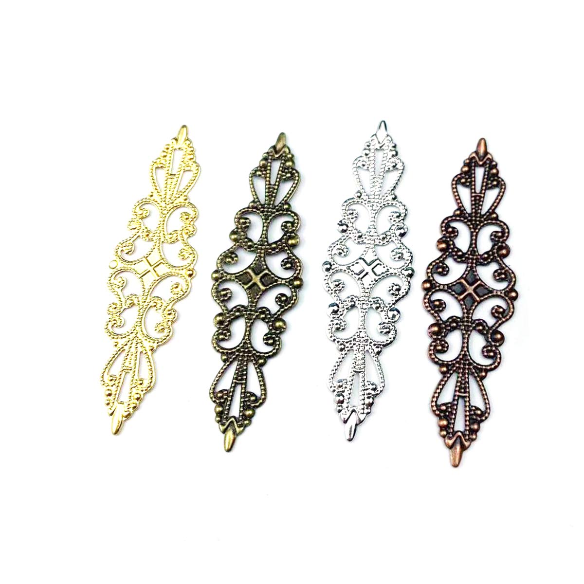 Craft Embellishment - 200 ชิ้น จี้โลหะลายดอกไม้ฉลุรูปทรงข้าวหลามตัด สำหรับตกแต่ง DIY เครื่องประดับศีรษะ