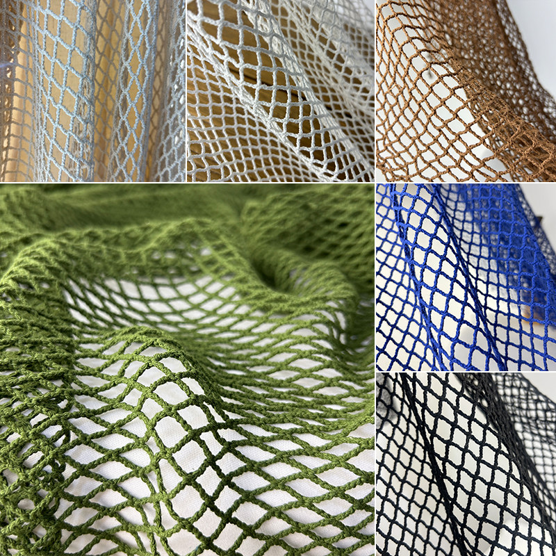 Crystal Mesh Fabric - ผ้าตาข่ายผ้าฝ้ายลินิน ตาข่ายใหญ่ โปร่งแสง สำหรับงานเย็บผ้า DIY วัสดุสำหรับตัดเย็บเสื้อผ้า