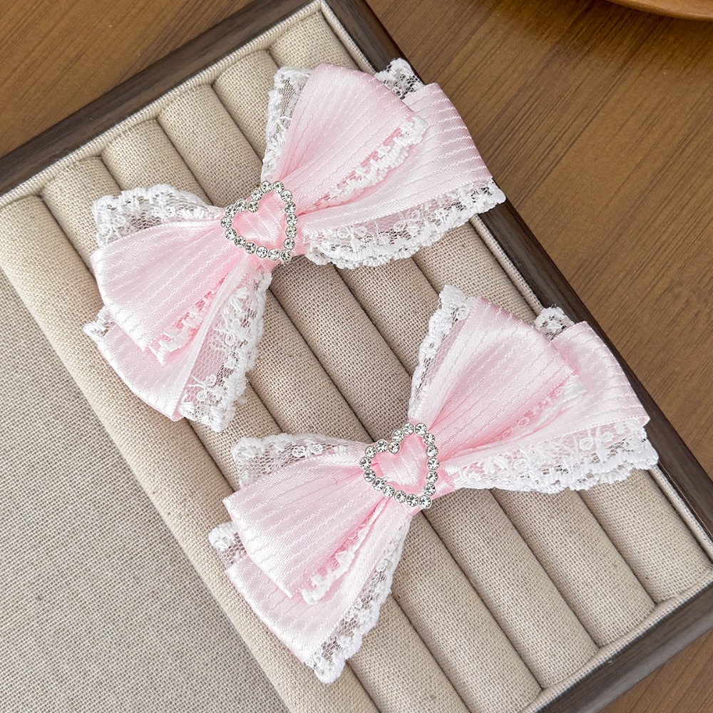 1 คู่ กิ๊บติดผมโบว์ริบบิ้นผ้าซ - Lace Ribbon Trim บทวิจารณ์และราคา