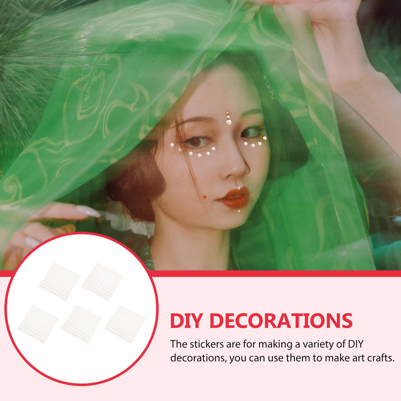 5 ชิ้น สติกเกอร์ไข่มุกติดหน้า  - Craft Embellishment บทวิจารณ์และราคา